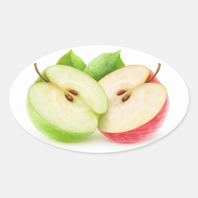 Two apple halves oval sticker (Front)