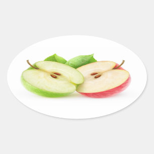 Two apple halves oval sticker