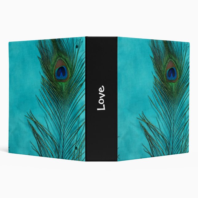 Two Aqua Peacock Feathers Binder (Background)