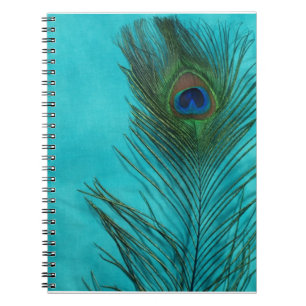 Two Aqua Peacock Feathers Notebook