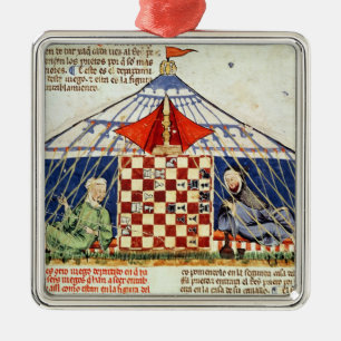 Two arabs playing chess in a tent metal ornament