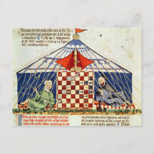 Two arabs playing chess in a tent postcard