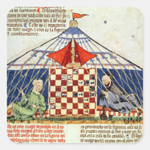 Two arabs playing chess in a tent square sticker