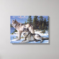 Two arctic wolves painting