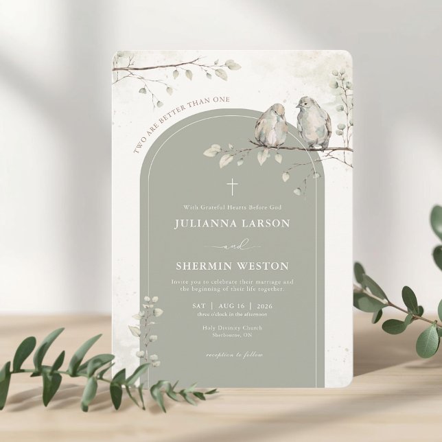 Two Are Better Than One Christian Wedding  Invitation (Two Are Better Than One Religious Wedding Invitation)