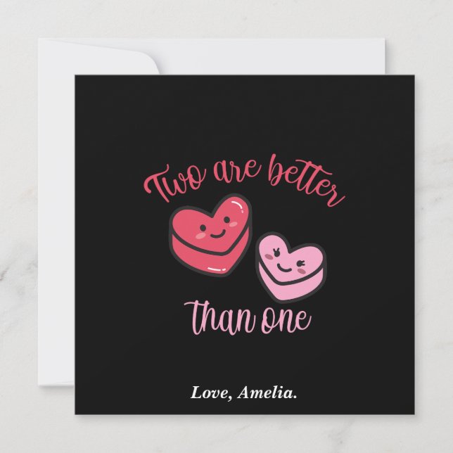 Two are better than one Valentine Thank You Card (Front)