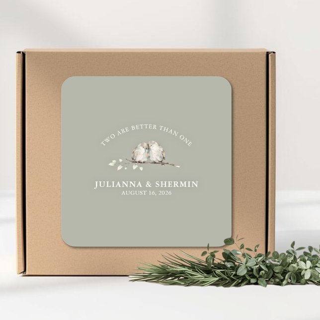 Two Are Better Than One Wedding Square Sticker (Christian Wedding Sticker)