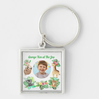 Two at The Zoo Jungle Baby Animals Birthday Favour Keychain