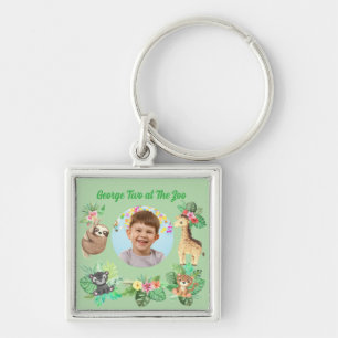 Two at The Zoo Jungle Baby Animals Birthday Favour Keychain