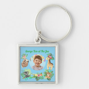Two at The Zoo Jungle Baby Animals Birthday Favour Keychain
