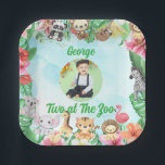 Two at The Zoo Jungle Safari Kids Photo Birthday Paper Plate<br><div class="desc">Celebrate your little explorer’s big day with these adorable Two at The Zoo Jungle Safari birthday paper plates! Designed especially for a second birthday party,  these plates feature a vibrant jungle safari theme with playful animals,  lush greenery,  and a customizable photo area to showcase your child’s cutest moment.</div>