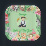 Two at The Zoo Jungle Safari Kids Photo Birthday Paper Plate<br><div class="desc">Celebrate your little explorer’s big day with these adorable Two at The Zoo Jungle Safari birthday paper plates! Designed especially for a second birthday party,  these plates feature a vibrant jungle safari theme with playful animals,  lush greenery,  and a customizable photo area to showcase your child’s cutest moment.</div>