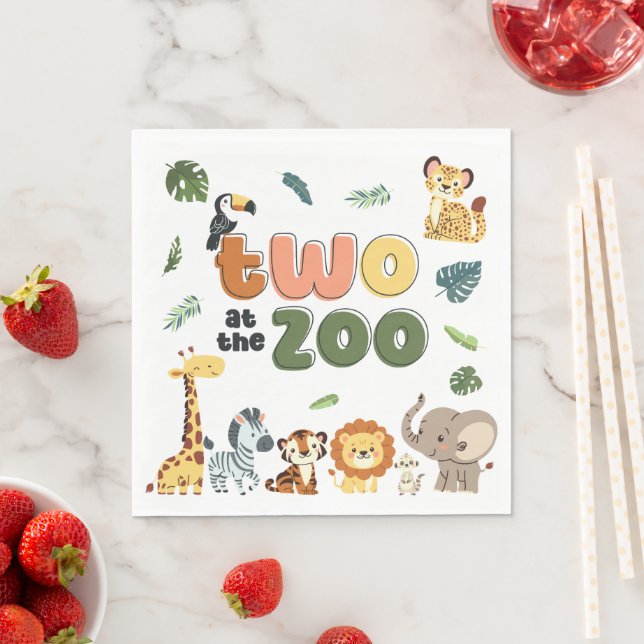 Two at the Zoo Safari Animal Birthday Party Napkin (Insitu)