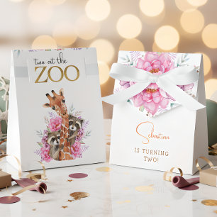 Two at the zoo safari animals kids birthday party favor box