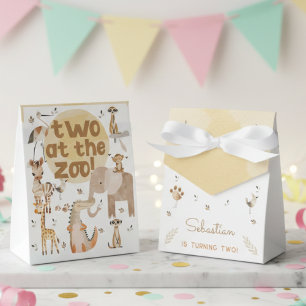 Two at the zoo safari animals second kids birthday favor box