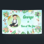 Two at The Zoo Safari Jungle Kids Photo Birthday Banner<br><div class="desc">Bring the wild to your little one’s special day with the “Two at The Zoo” Safari Jungle Kids Photo Birthday Banner—a vibrant, playful decoration designed to make turning two extra memorable. This banner features an adorable jungle safari theme filled with cheerful animals like lions, elephants, giraffes, and monkeys, all set...</div>