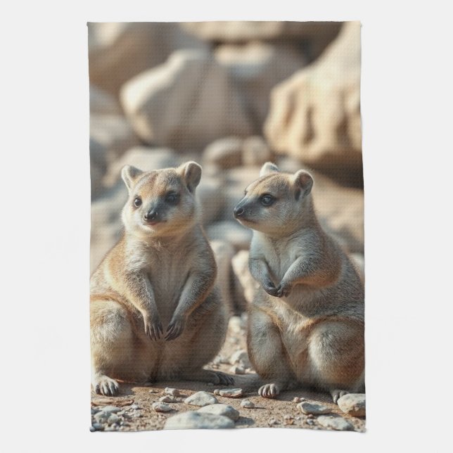 Two Aussie Rottnest IsLand Quokkas,  Kitchen Towel (Vertical)