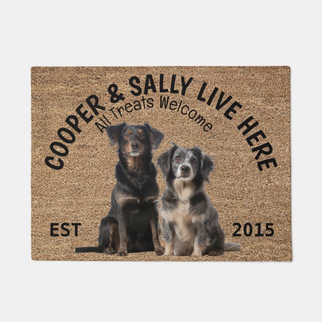 Two Australian Shepherds Personalized Dog Lover   Doormat (Front)