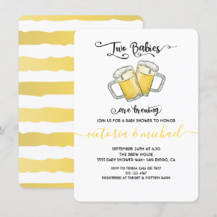 Two babies are Brewing Baby Shower Invitations