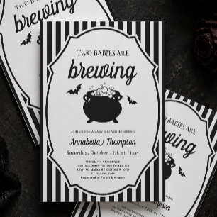 Two Babies are Brewing Twins Halloween Baby Shower Invitation