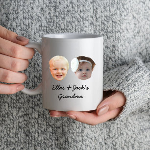 Two baby face mug Personalized photo gift Grandma