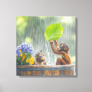 Two Baby Orangutans Canvas Print