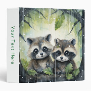 Two Baby Raccoons in the Rain Binder