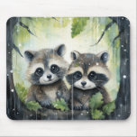 Two Baby Raccoons in the Rain Mouse Pad<br><div class="desc">Two Baby Raccoons in the Rain</div>