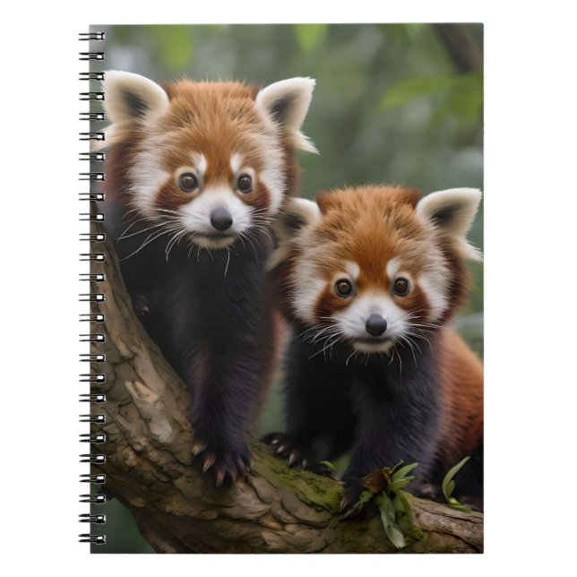 Two Baby Red Panda Bears In A Tree, Notebook (Front)
