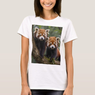 Two Baby Red Panda Bears In A Tree, T-Shirt