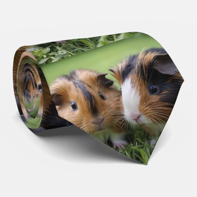 Two Baby Tortoiseshell Guinea Pigs, Tie (Rolled)