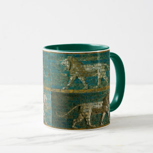 TWO BABYLONIAN LIONS Antique Assyrian Art Mug