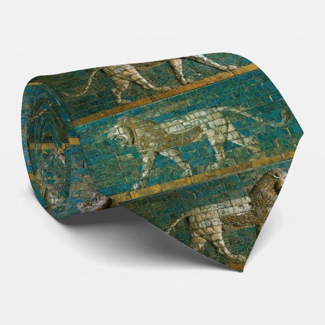 TWO BABYLONIAN  LIONS Antique Assyrian Art Tie (Rolled)