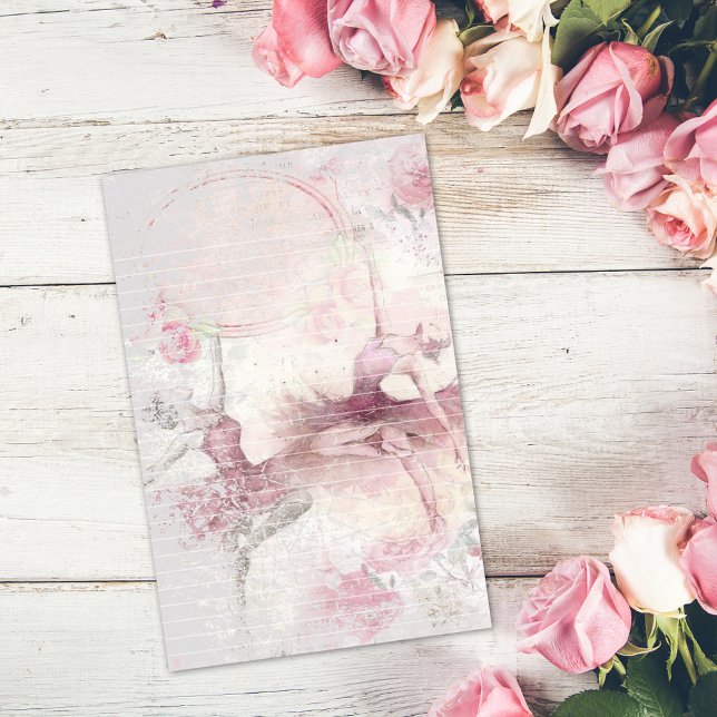 Two Ballerina Dancers Floral Lined Stationery (Creator Uploaded)
