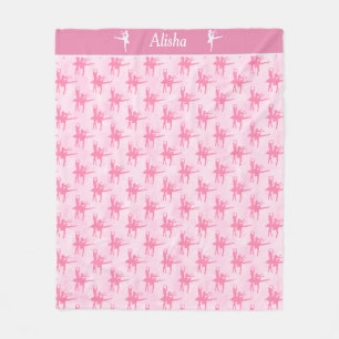Two Ballerinas Pink Personalized Fleece Blanket