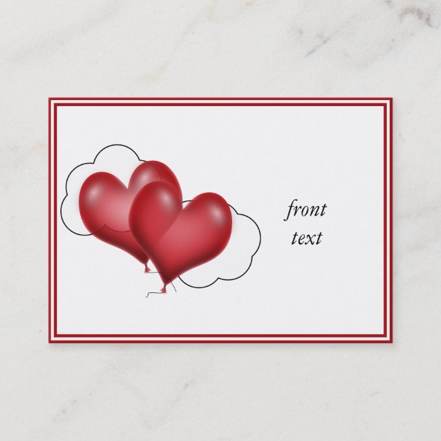 Two Balloon Hearts With Cloud Business Card (Front)