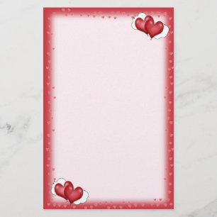 Two Balloon Hearts With Cloud Stationery