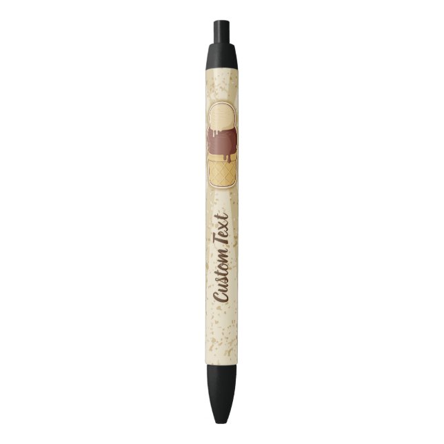 Two Balls Ice Cream Cup Black Ink Pen (Front Vertical)