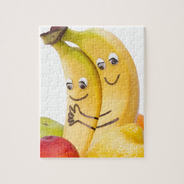 Two bananas with eyes and mouth jigsaw puzzle (Vertical)
