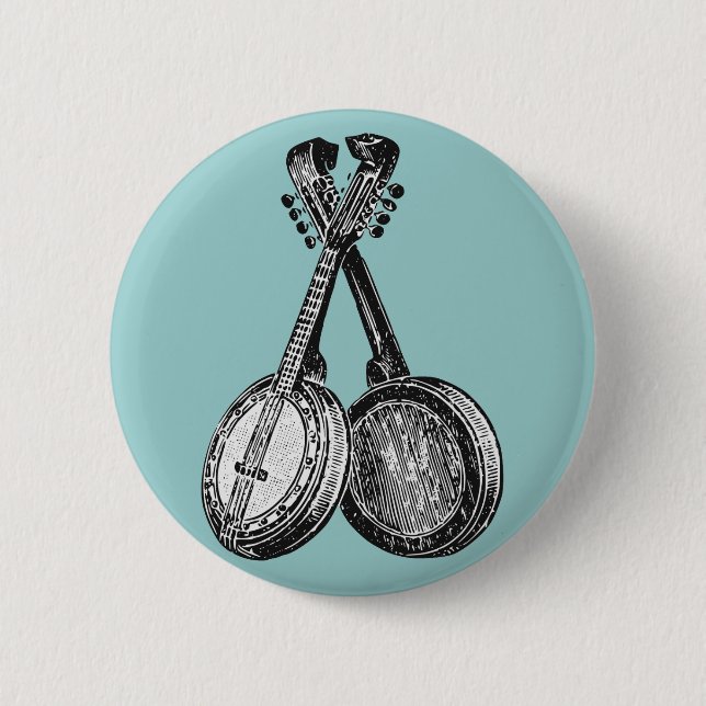 Two Banjos 2 Inch Round Button (Front)
