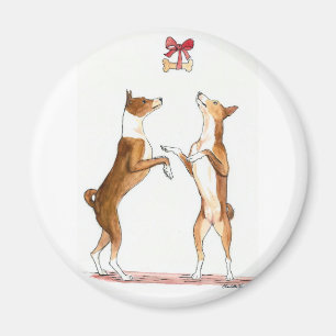 Two Basenji's Dancing Dog Art Magnet