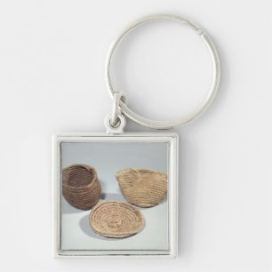 Two baskets and a cover (woven palm fronds) keychain