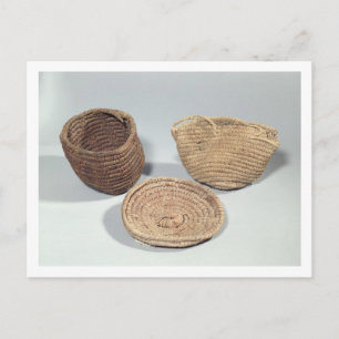Two baskets and a cover (woven palm fronds) postcard