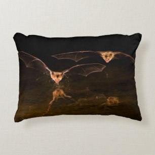 Two bats flying over water, Arizona Decorative Pillow