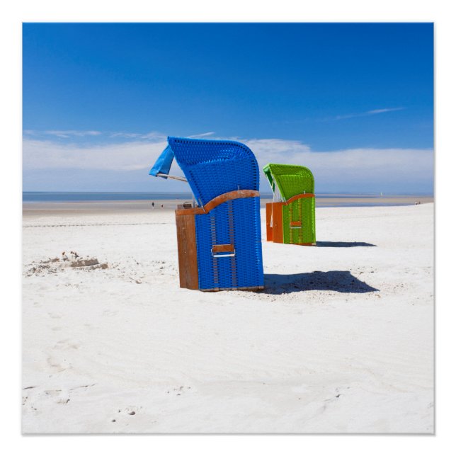 Two beach chairs at the North Sea Poster (Front)