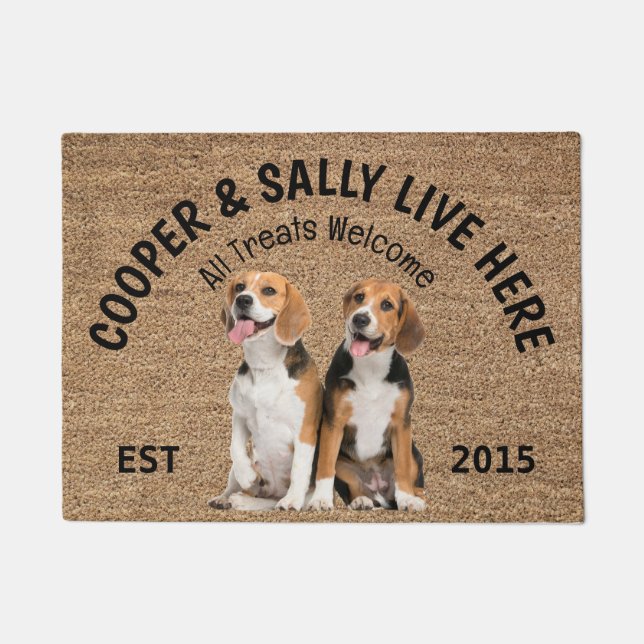 Two Beagles Personalized Dog Lover  Doormat (Front)