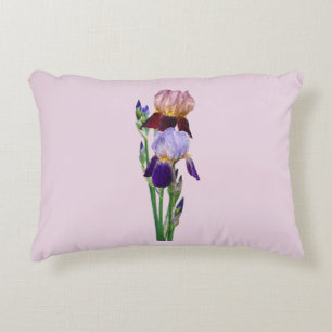 Two Bearded Irises One Maroon One Purple Accent Pillow