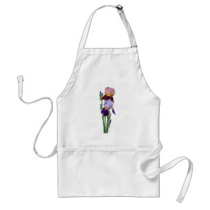 Two Bearded Irises One Maroon One Purple Standard Apron
