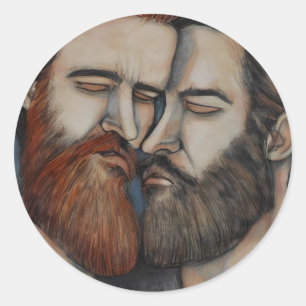 Two Bearded Men Classic Round Sticker