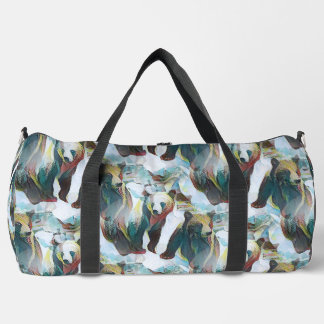 Two Bears in Winter Wildlife Abstract Art Duffle Bag
